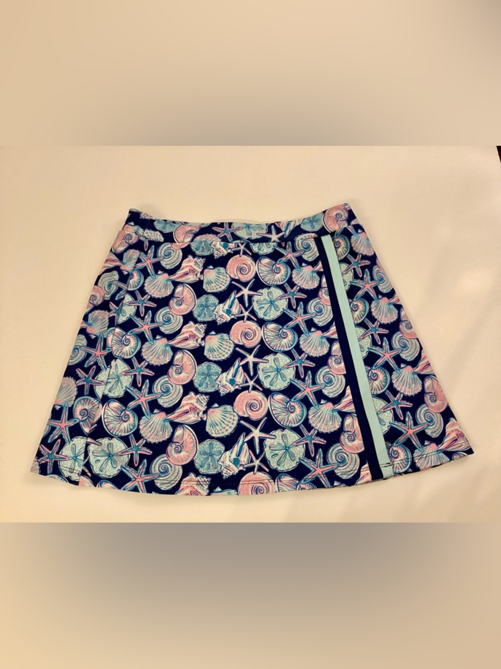 Simply Southern Navy Skirt with Pink and Aqua Seashell Print